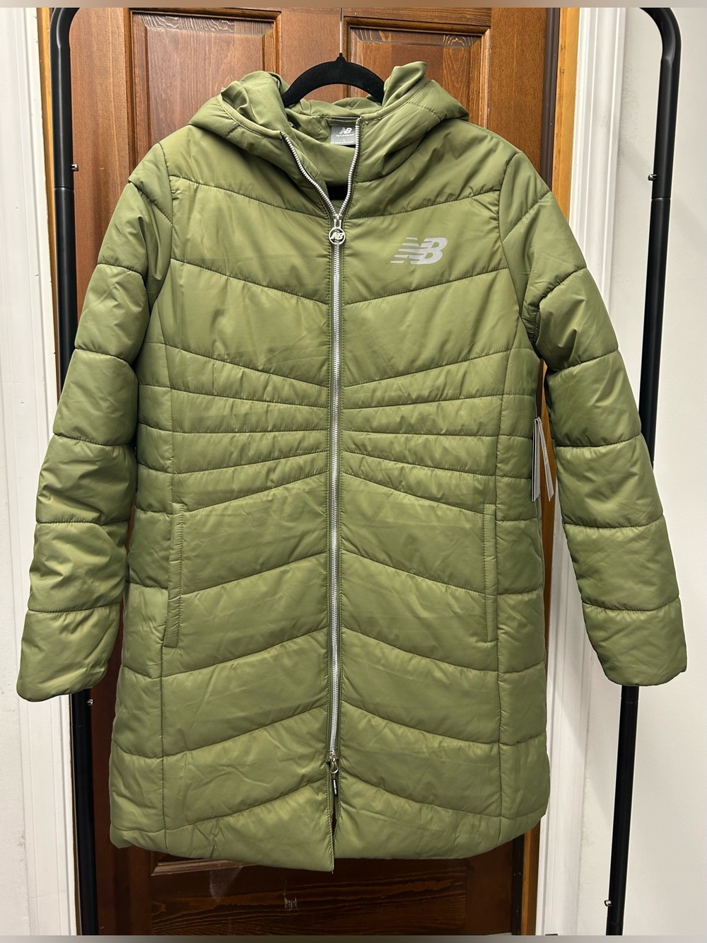 New Balance Olive Green Quilted Puffer Jacket Large